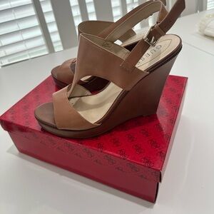 Guess Women's Tan Wedge Sandals